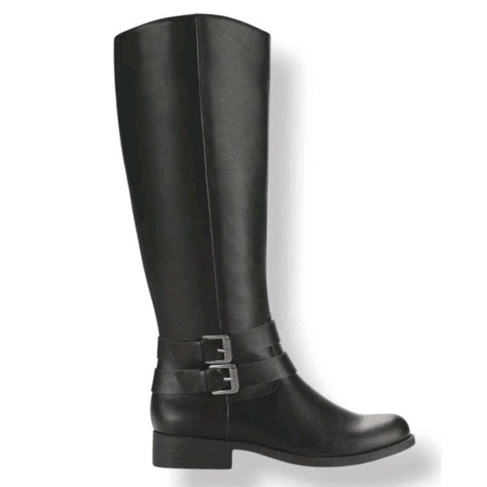 Style & Co ~9M~ MALIAA Tall Knee High Riding Boot Ankle Zipper Black Wide Calf